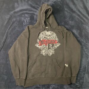 Black Pullover With Stitched Graphic